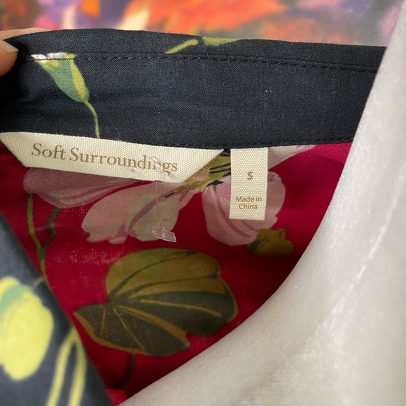 Soft Surroundings New Japanese Floral Tunic SMALL Boho Lagenlook Costal - Picture 4 of 7